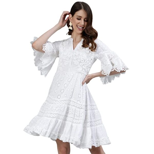 ishin Women's Cotton Above Knee A-Line Dress
